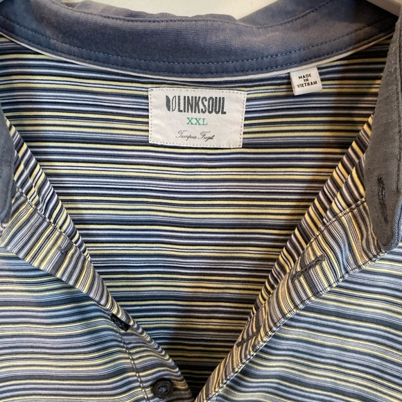 Linksoul Golf Men’s Premium Striped Polo Shirt XXL Tempus Fugit Luxury Cotton - Picture 2 of 5